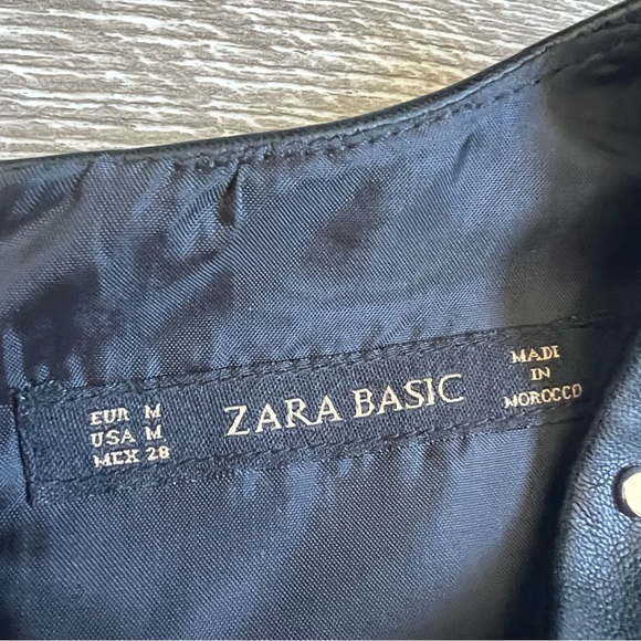 ZARA BASIC black faux leather shift dress with studs at the neckline Style 862 - Picture 10 of 16